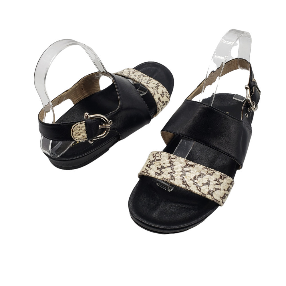 Etienne Aigner Anja womens sz 8.5 slingback sandals black leather snake croc NEW